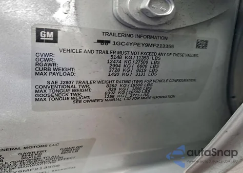 2021 Chevrolet Silverado K2500 Heavy Duty Ltz из США, поврежденный, VIN 1GC4YPEY9MF213355